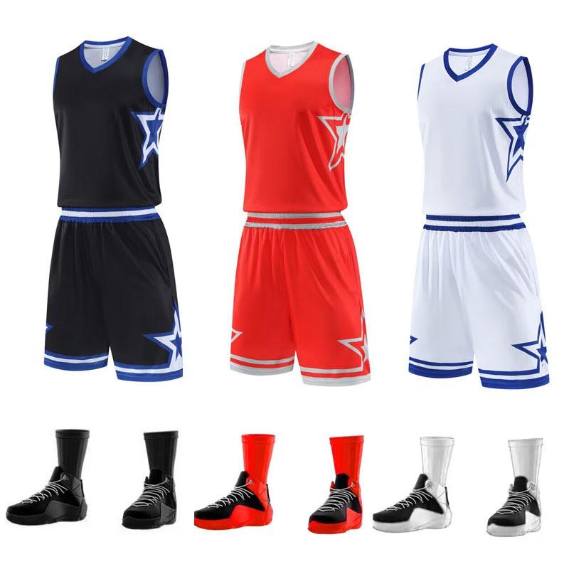 Mens Basketball Uniform Set Breathable Training Jersey Shorts Team Sportswear School League Games