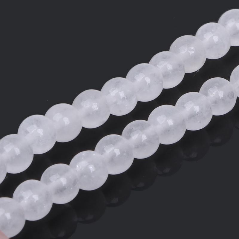 Natural Milk White Jade Stone Round Chalcedony Beads For Diy Jewelry Making 15 Inch