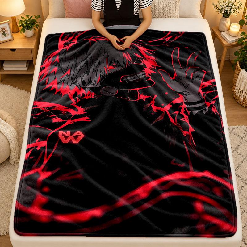 Flannel BlanketTokyo Ghoul Warm Soft Throw Blanket for Indoor Sofa Bed Living Room Use