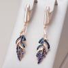 Фиолетовые с синим серьги-капли в виде листьев из натурального циркона для женщин, покрытие розовым золотом и черным золотом, повседневные изящные украшения
