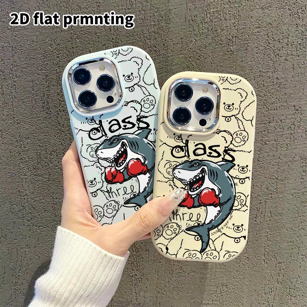 Phone Case: 2D flat design suitable for iPhone 18 17 16 15 14 13 Pro protective case, couple style, boxing shark, Christmas and Halloween gifts