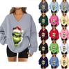 Women's Loose And Comfortable Letter V-neck Sportswear Long-sleeved Sweatshirt Daily Matching Clothes