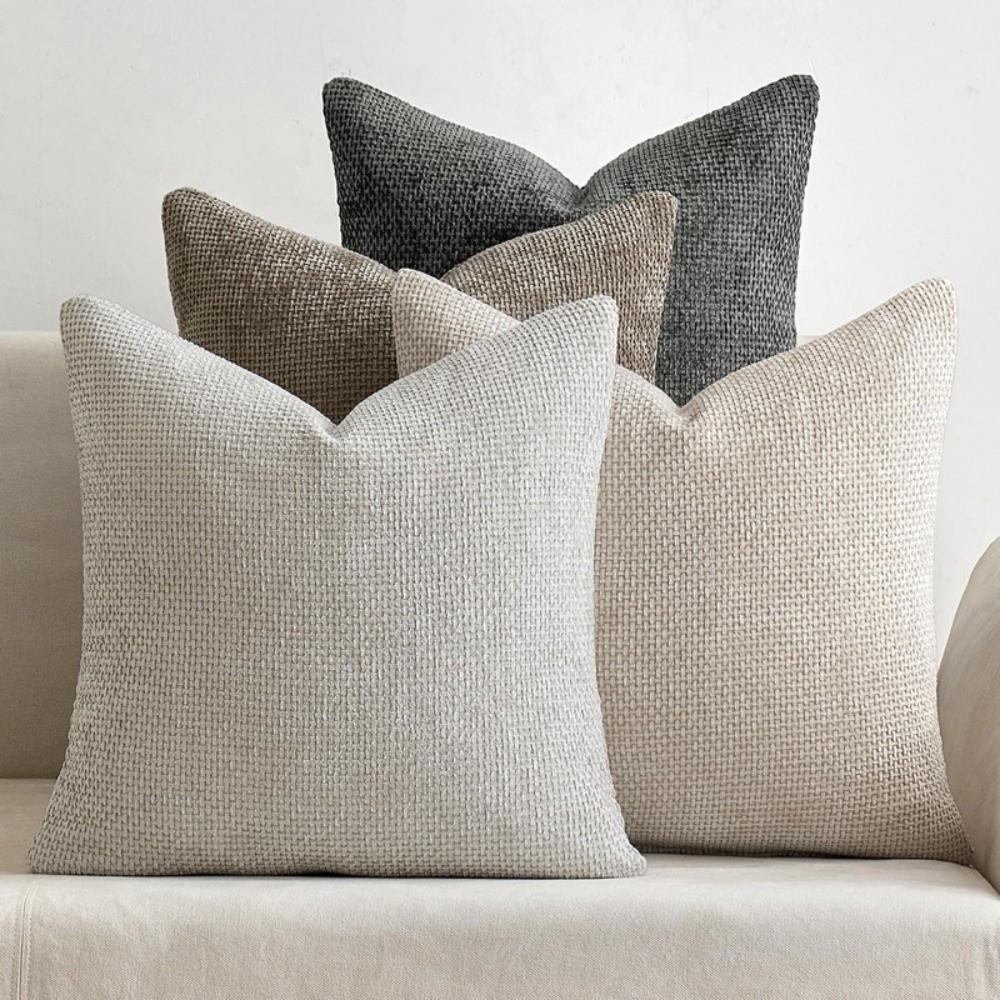 Solid Color Throw Pillow Covers Plaid Cushion Cover Modern Chenille Pillow Covers  Home Decor