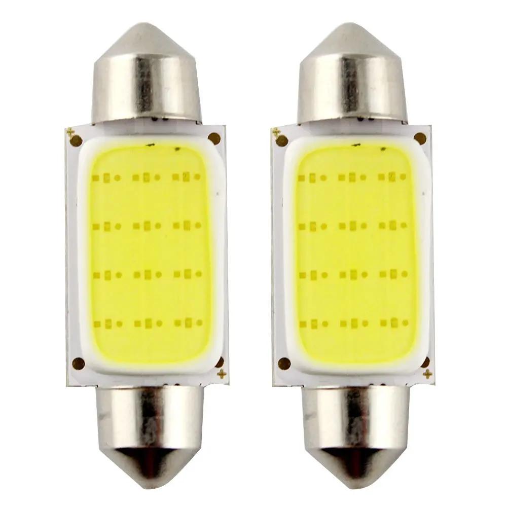 10 шт./лот Светодиодные лампы COB C5W 31 мм 36 мм 39 мм 41 мм SMD Сигнальная лампа Canbus Лампа для освещения салона автомобиля, купола 12 SMD 6500K