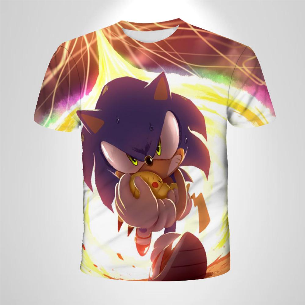 Детская футболка Детская одежда Аниме Соник Ёж Мальчики Футболка Девочки Мультяшная Игра Соник Мужская одежда Летние топы