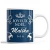 Mug - Noël Malika Bleu - Front/Back Print - Dishwasher Safe - 325 Ml