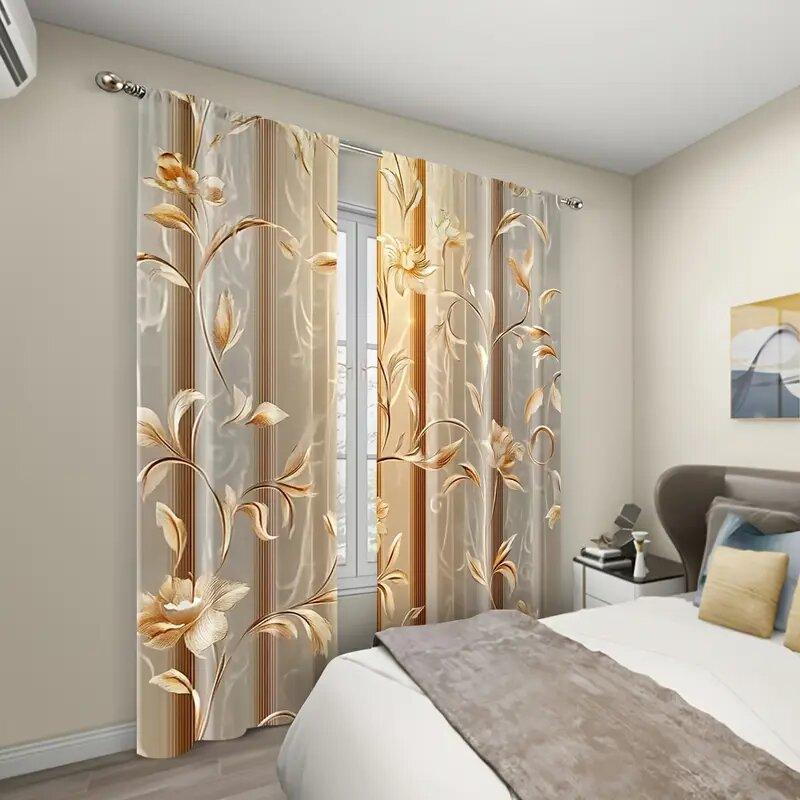 Ретро европейские шторы с цветочным принтом, оконные украшения, домашние украшения, украшения для комнаты