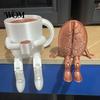 Dual-color Decorative Statue 3D Printed Articulated Coffee Cup Figure, Movable Joint Desk Statue, Cute Fine Texture Print Bean Ornament, Creative