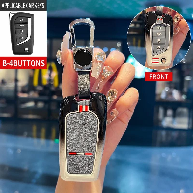 VCA2 Car Key Case For Toyota Prius Camry Corolla C-HR CHR RAV4 Prado Izoa Levin Avalon 2018 -2024 Car Shell Cover Alloy silica gel