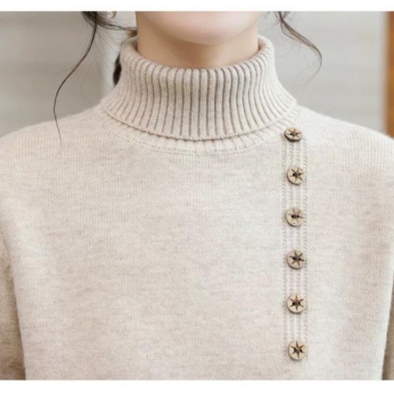 Autumn Winter New Women Sweater Women's High Neck Knitted Pullover Loose Korean Fashion Warm Women's Top