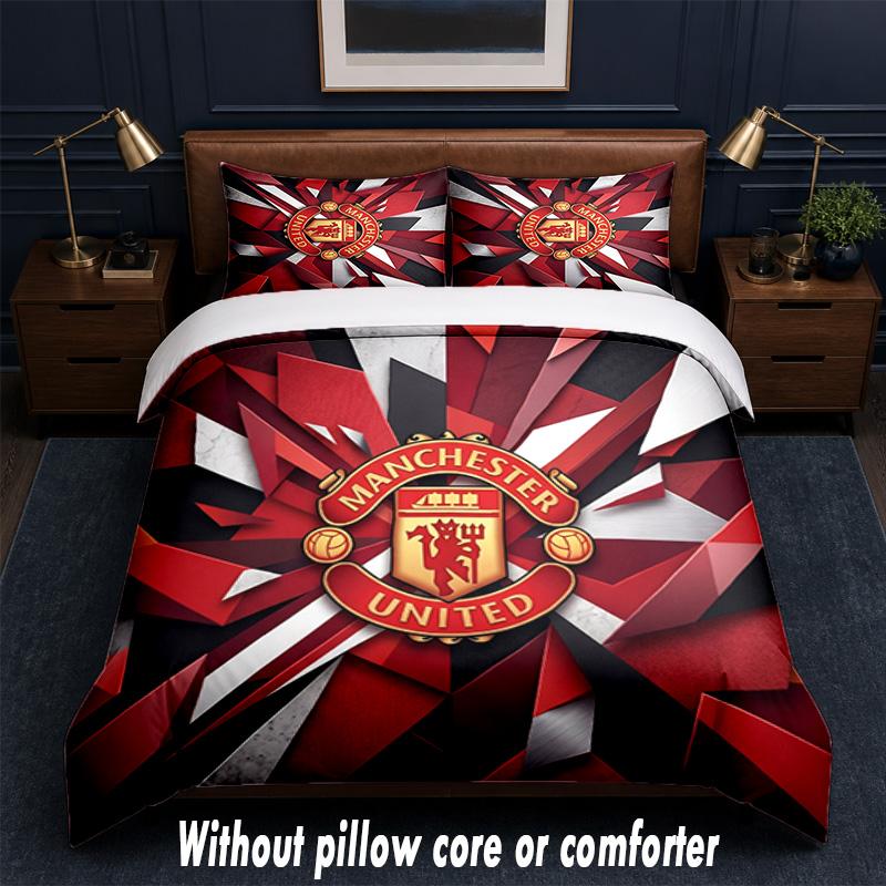 Дизайн Manchester United Постельное белье 1 пододеяльник + 2 наволочки Мягкое дышащее домашнее постельное белье