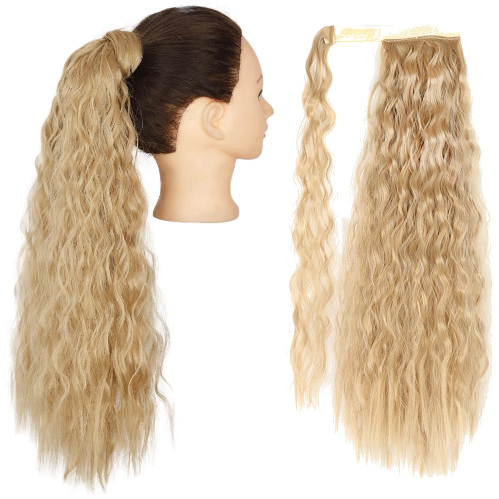 MISS WIG Synthetic Long Straight Hair Extension Wrap Around Clip In Heat Resistant Fiber Ponytail Natural Pony Tail for Women