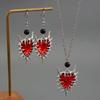 Zinc Zinc Alloy Thorn Love Pendant Necklace Luxury Dangle Earrings Set Black Necklace Earring Set  Club