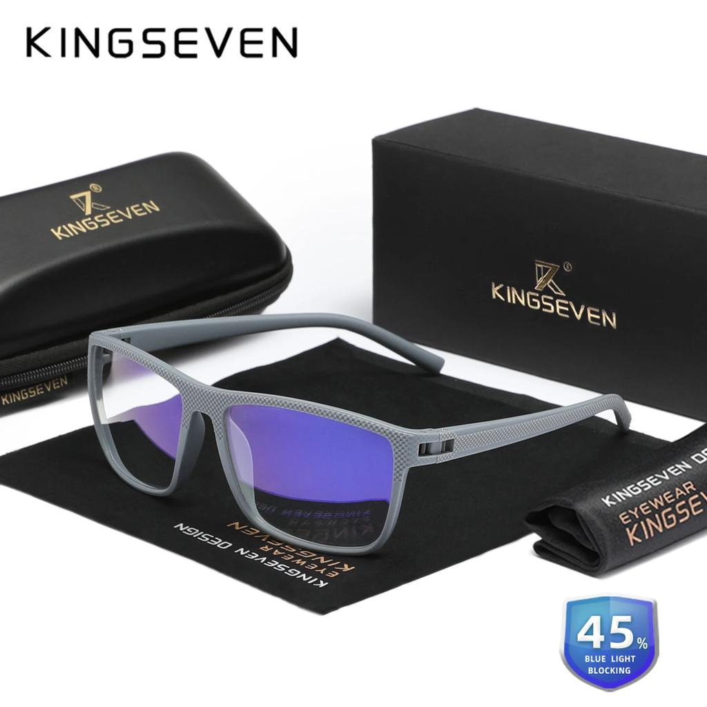 KINGSEVEN New 99% Anti-Blue Ray Glasses Transparent Lens Eyeglasses Men Women Computer Blue Light Blocking Decorative Eyewear