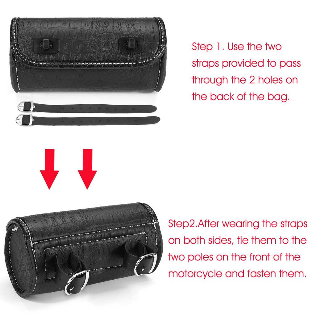 Motorcycle Front Fork Tool Bag PU Leather Side Tail Tool Bag Luggage Pouch Storage Scooter Handlebar Hanging Bags Waterproof