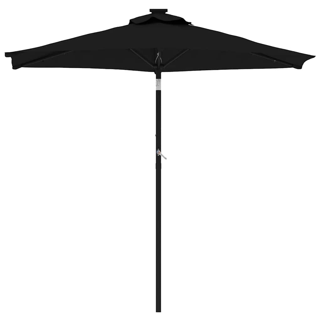 LED Sun Umbrella with Steel Pole Black 225 x 225 x 212 cm