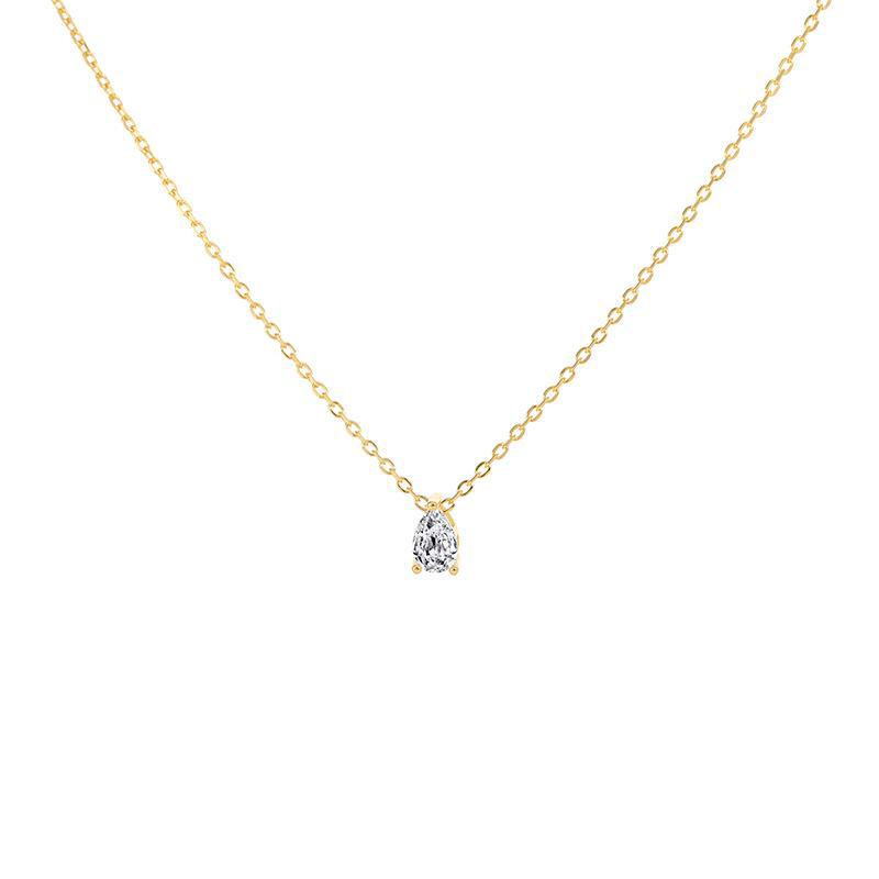 Banyan Tree S925 Silver Zircon Water Drop Necklace - Elegant Clavicle Chain Design for Women