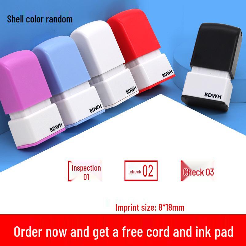 Medium QC Stamp: Auto-Inking, Employee & Pass Numbering, Inspection Approved.