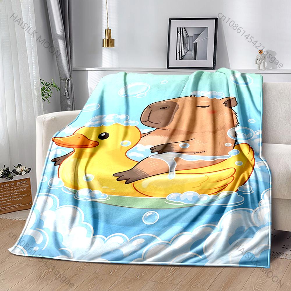 1PC Cute Capybaras Print Warm and Comfortable Blanket for Home Sofa Bed Travel Camping Picnic RV Child Luxury Gifts