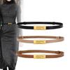 Metal Alloy Buckle Thin Waistband Luxury Design Cowhide Belt Trouser Dress Belts  For Women Girls