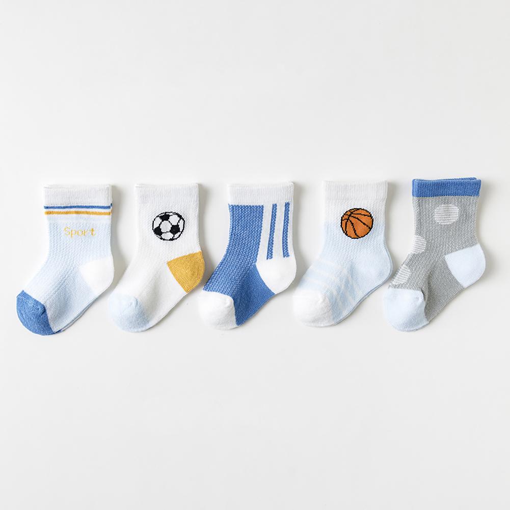 5 пар носков для маленьких мальчиков и девочек, милые хлопковые носки, мягкие дышащие детские полосатые клетчатые носки с героями мультфильмов, детские носки для малышей, От 1 до 8 лет