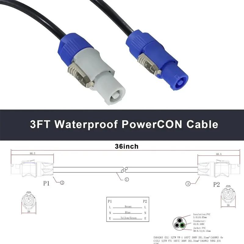 3Pin Powercon XLR Connector 20A 250V Male Plug NAC3FCA NAC3FCB NAC3MPA Power Socket Male Plug Adapter for Stage Light LED Screen