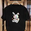 Patchwork Bunny Doll Graphic Print T-Shirt,Lightweight T-Shirt Breathable Cool, Comfortable Wear