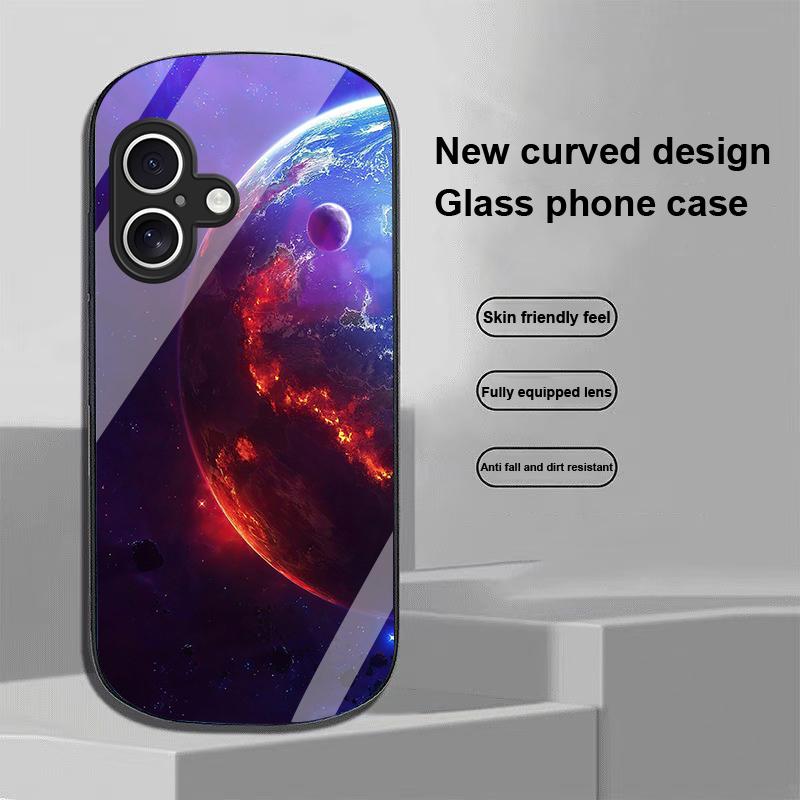 Космическая планета для Apple iPhone 16 11 13 15 14 Pro Max 12 Mini 7 8 Plus XR X XS Чехол для телефона из закаленного стекла эллиптической формы