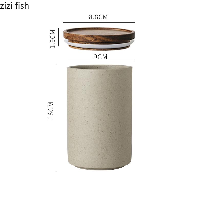 Ретро керамическая банка для хранения чая, кофе, банки с деревянной крышкой, герметичная банка, органайзер, коробка, домашняя кухня, контейнеры для хранения продуктов, кухонные принадлежности