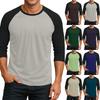 Men's Round Neck Contrast Color Raglan Three-quarter Sleeve Top T-shirt