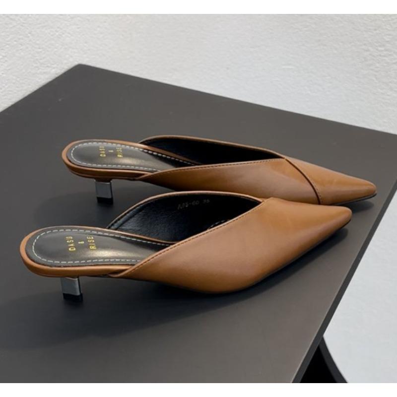 Модные остроносые тапочки женские туфли на высоком каблуке новая летняя обувь модные роскошные шлепанцы на квадратном каблуке лоферы мюли черные женские туфли для вечеринки