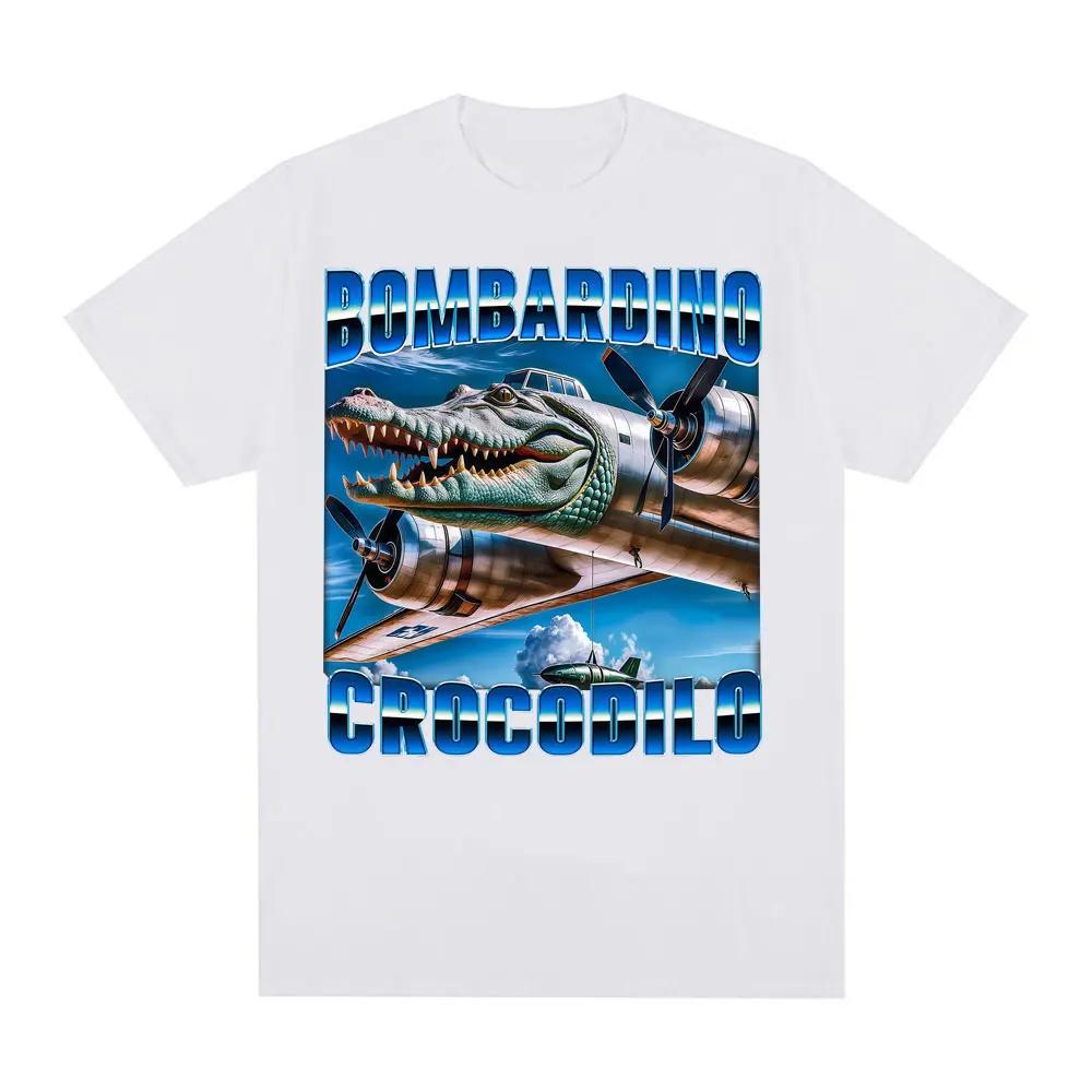 Bombardino Crocodile Funny Crocodile Airplane Bomber Meme 100 Pure Cotton Tshirts For Unisex Summer Fashion Pop Trend Oversized