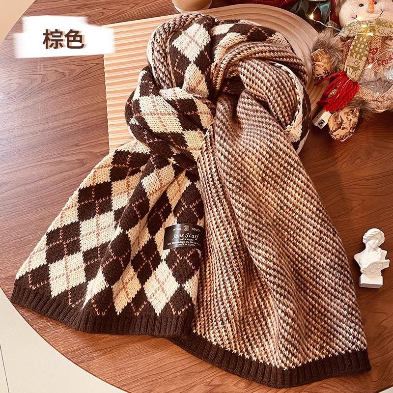 Рождественский шарф, зимний женский шерстяной шарф, новая красная клетка, универсальный, высококлассный, новая шаль для тепла