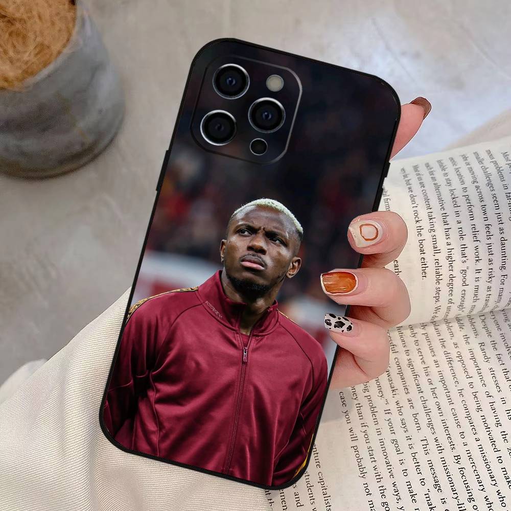 Футбольный V-Victor O-Osimhen Чехол для телефона для iPhone 17,16,15,14,13,12,11 Plus,Pro Max,XS,Мягкий силиконовый черный чехол