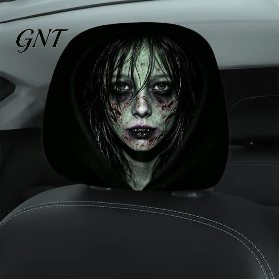 Car Interior Decoration Accessories Universal Headrest Cover, Scary Face Protective Seat Protector Cover for Most Vehicles, Easy to Install Automotive
