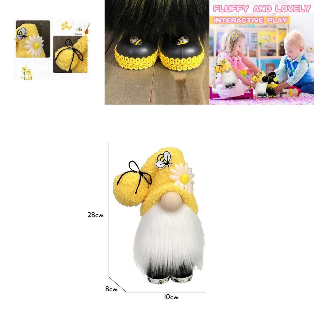 Bumble Bee Nordic Gnome Gonk Tomte Sunflower Plush Doll Ornament Decor Adorable Size With Black Yellow Colors