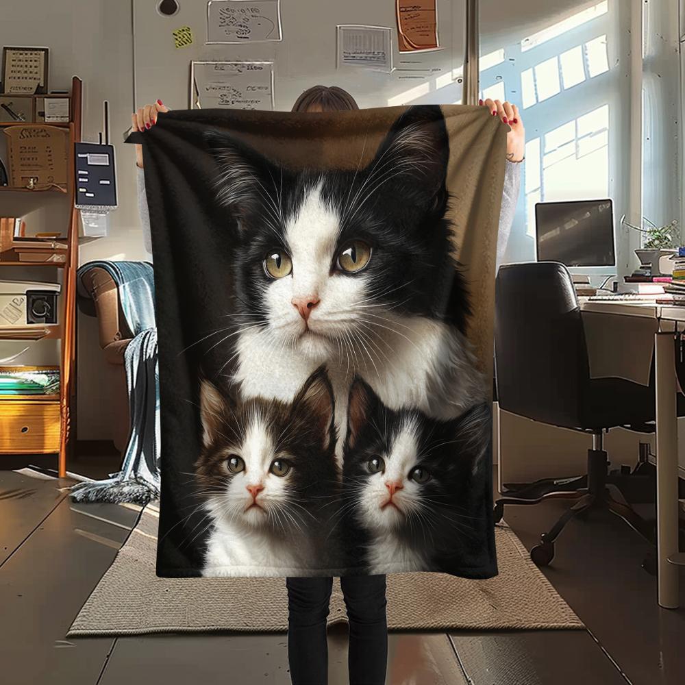 Кошка калико, Фланелевое одеяло с рисунком, Высокое качество, Комфортное для всех сезонов, Декор для дома, Тепло и уют, Идеально для подарков.