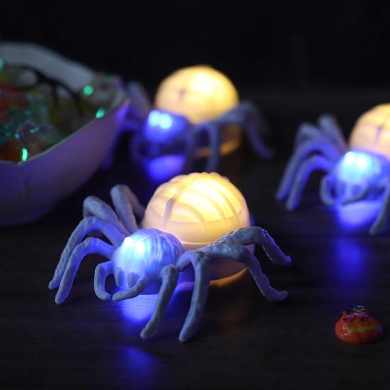 Halloween Light-up Spider Figurine Realistic Plastic Spider Animal Figure with LED Light