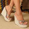 For Dropship Summer Outdoor Slide Sexy Espadrilles Mules Wedges Pumps for Women Super High Heels Chunky Platform Shoes Sandal