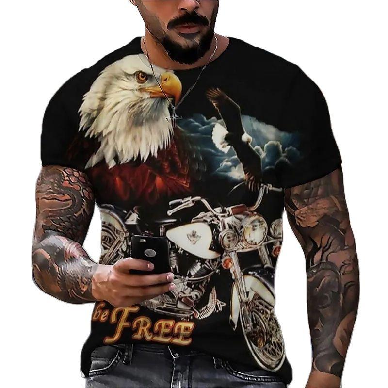 Модная летняя футболка с 3d принтом орла и животных для мужчин, футболка с круглым вырезом и короткими рукавами, большие топы, футболка, мужская одежда, хит продаж