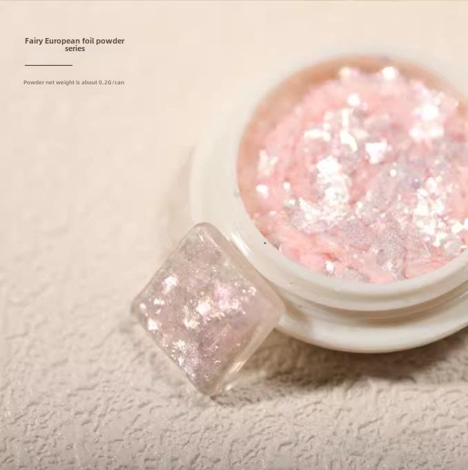 Пудра для дизайна ногтей Aurora Opal Glitter - снежный бархат в японском стиле и поляризованные блестки
