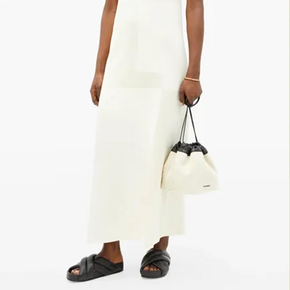 Jil Sander Minimalist Reversible Drawstring Bag Women Tote Bag White Black JSPT853407WTB73003N102