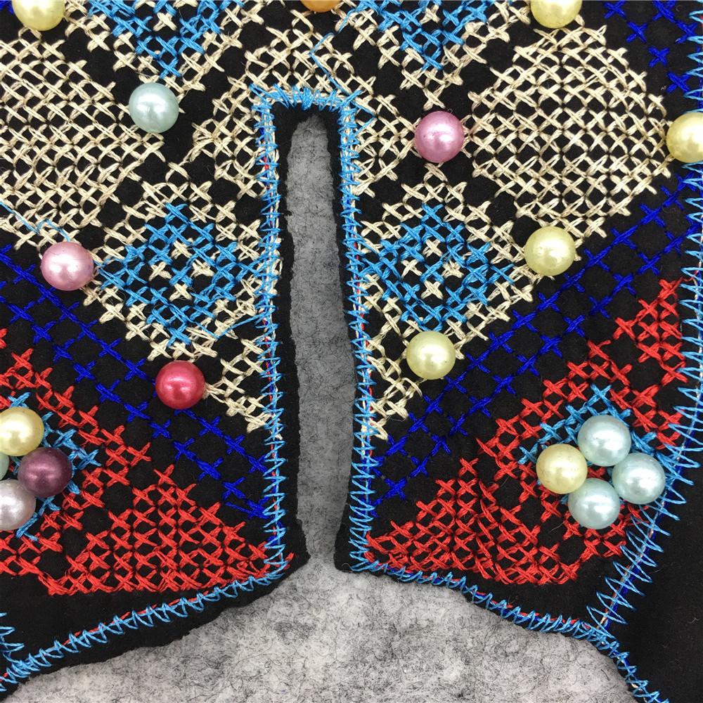 Полиэстеровый вышитый кружевной воротник DIY ручной работы, кружевная аппликация из искусственного жемчуга, женские аксессуары