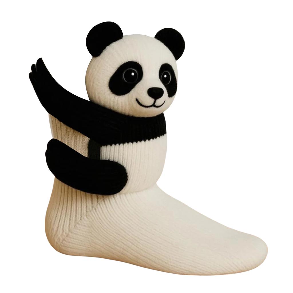 1 Pair Cute Christmas Socks Crochet Animal Socks Breathable 3D Knit Warm Socks Moisture Wicking Double-Layer Cotton Socks Gifts