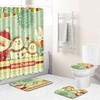 Christmas Shower Curtain Floor Mat Combination Four-Piece Set Bathroom Toilet Carpet Shower Room Mat Foot Mat