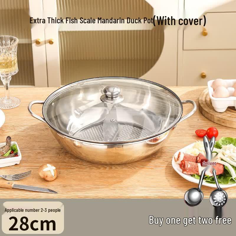 GOWKE Upgraded Fish Scale Non-stick Stainless Steel Split Hot Pot