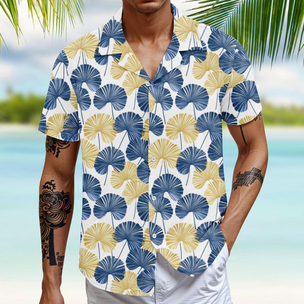 Мужская повседневная свободная рубашка с короткими рукавами, модная рубашка с принтом, топ