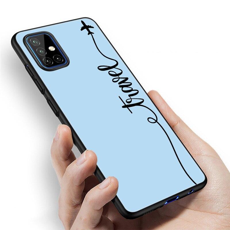 Забавный чехол для телефона с картой путешествий для Samsung Galaxy A12 A02S A22 A32 A52 A72 A71 A51 A41 A31 A21 A11 A50 A70 A10S A20S черный чехол