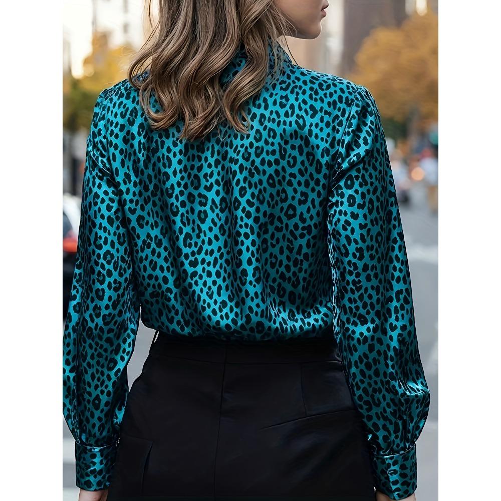 New Autumn Collection: Satin-print Long-sleeved Shirt for Women; Drapey Long-sleeved Base Layer Shirt for Women