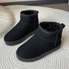 Мода 2024 года, женские зимние ботинки на плоской подошве с замшевой подошвой и плюшевой отделкой, теплая повседневная обувь, зимние новые толстые готические модные туфли для женщин, сапоги